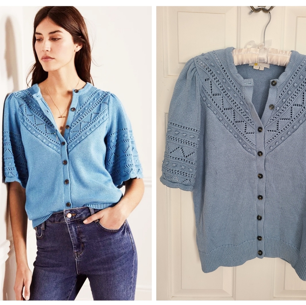 Boden Wide Sleeve Crochet Cardigan